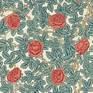 Emery Blue/Madder Climbing Rose Wallpaper