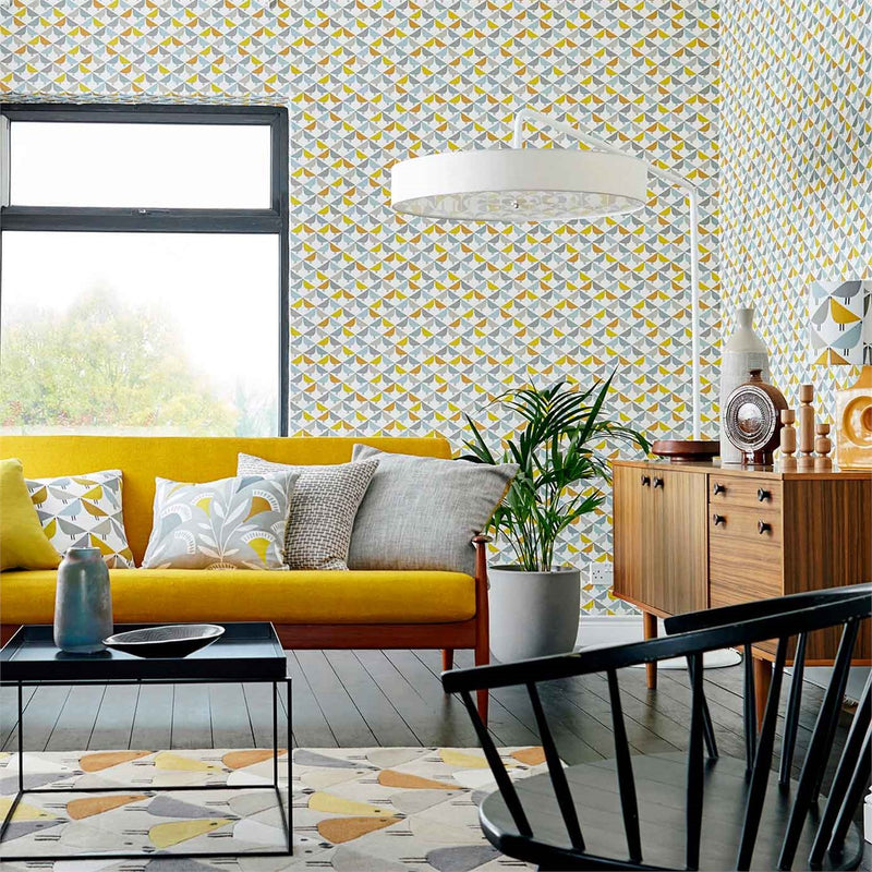 Lintu Love Birds Meeting Geometric Wallpaper by Scion