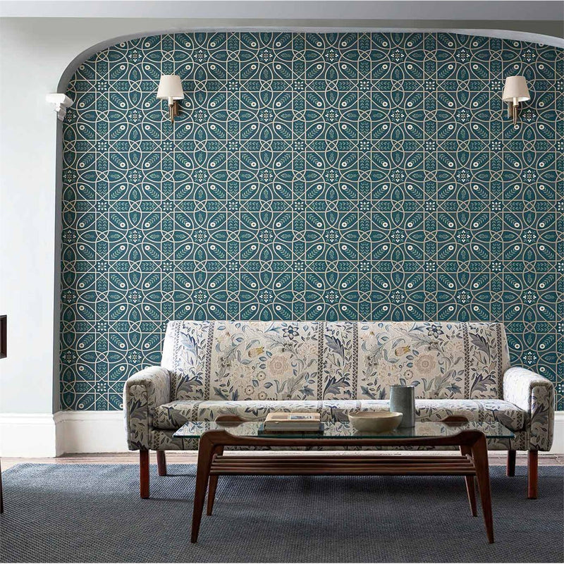 Trellis Wallpaper, Morris and Co Wallpaper, Navy Blue Wallpaper