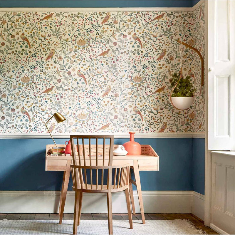 Newill Owl with Leaves & Berries Wallpaper by Morris & Co.