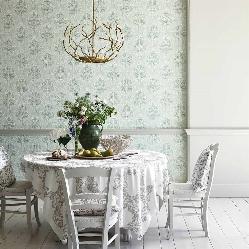 Lerena Damask Wallpaper Hedgerow with Birds by Sanderson 