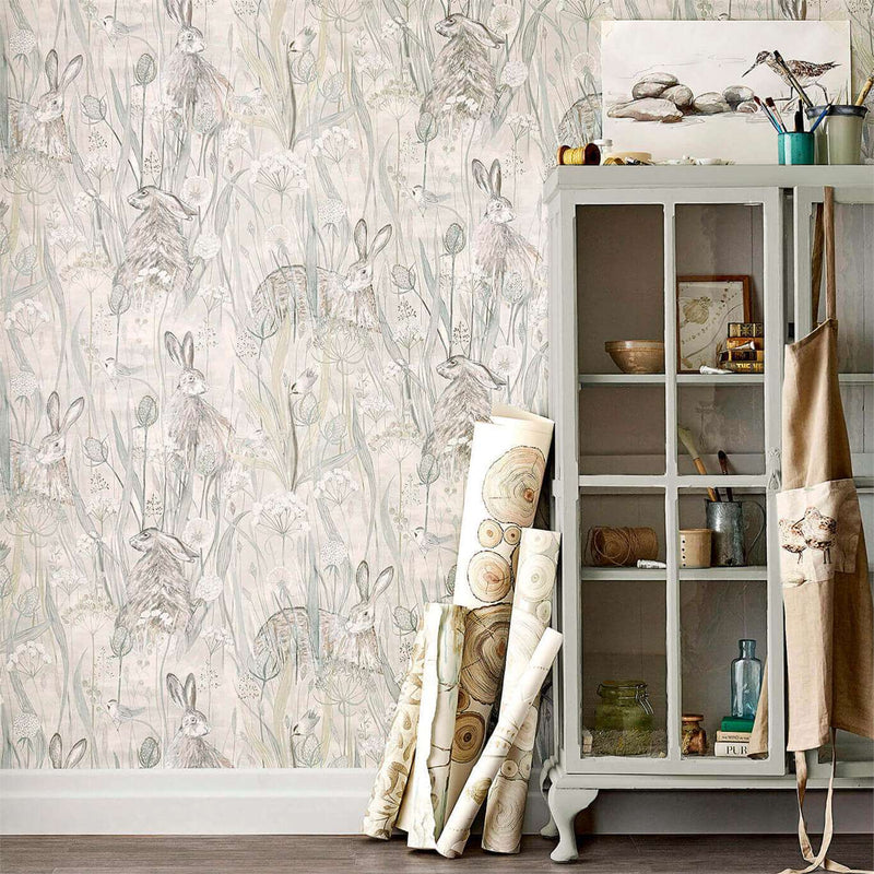 Dune Hares Tree & Leaves Wallpaper by Sanderson