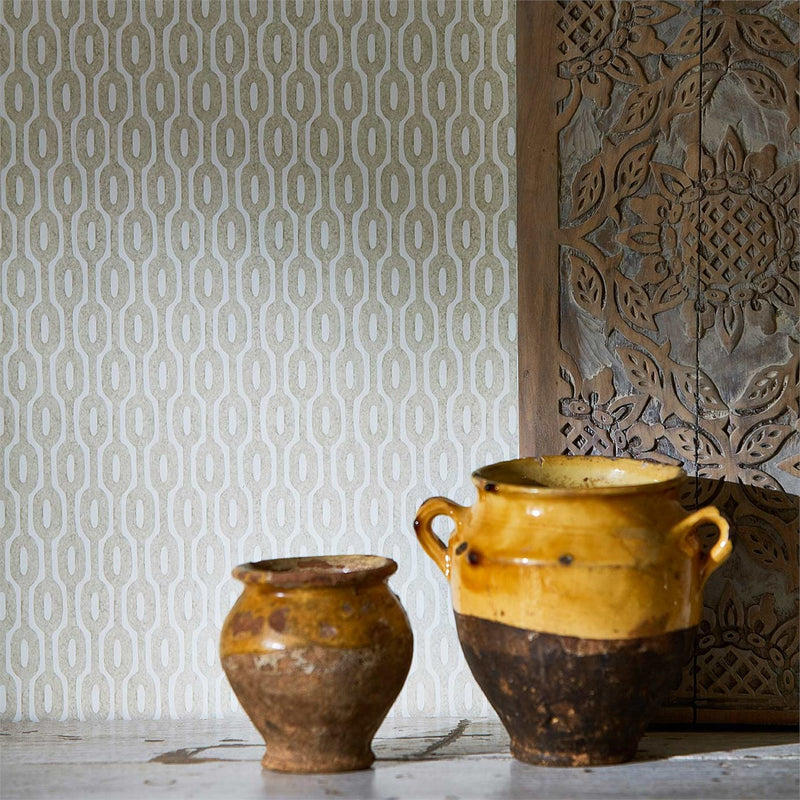Hemp Mid- scale Geometric Wallpaper Potting Room Collection