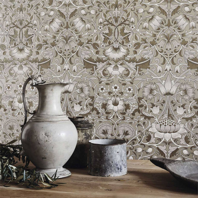 Pure Lodden Vintage Trees & Leaves Wallpaper by Select Style by Morris & Co