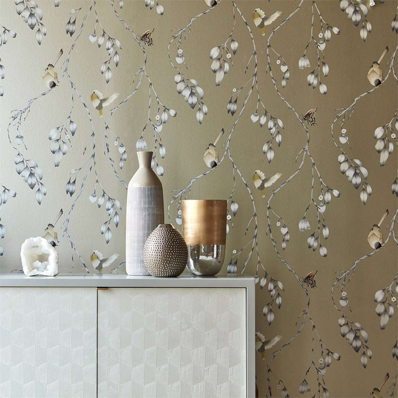 Iyanu Foliage Trail with Butterflies & Birds Wallpaper by Harlequin