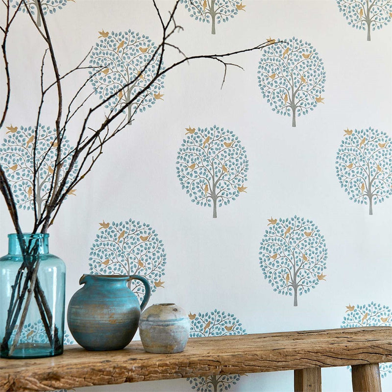 Spot Wallpaper - Bird and Tree Wallpaper - Bay Tree Wallpaper - Neutral Wallpaper