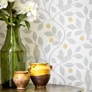 Damson Tree With Birds Perched on Branches by Sanderson