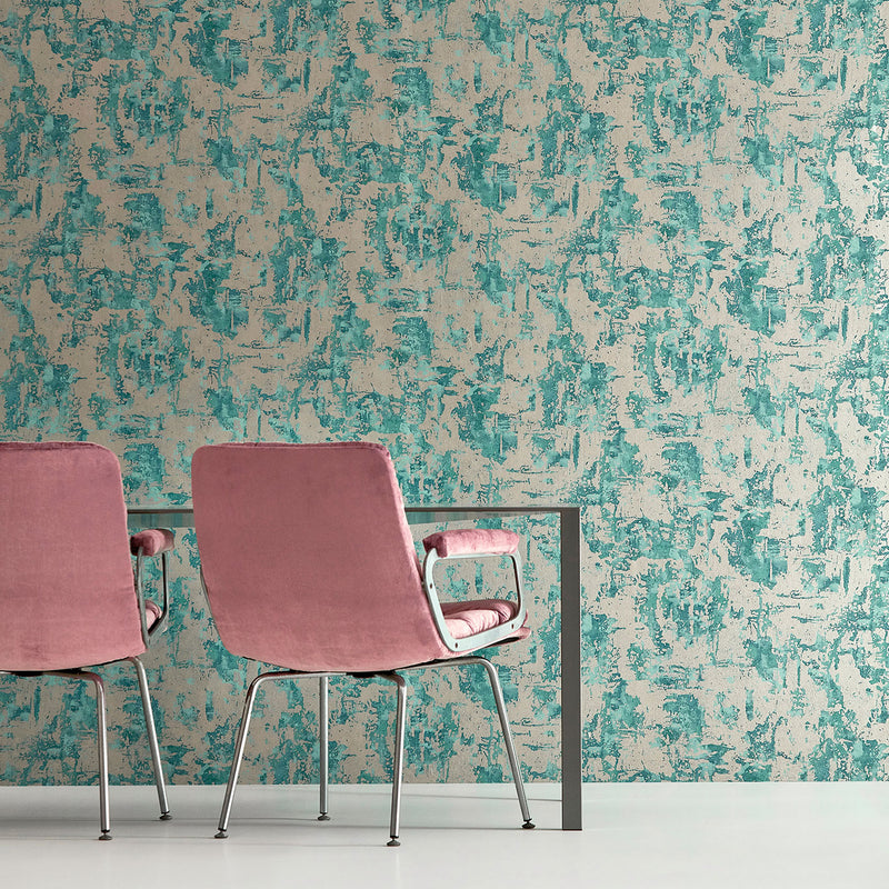 Anthropic Blue & Silver Metallic Wallpaper 
