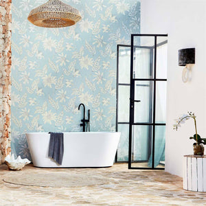 Ananda - Blue Floral Wallpaper for Bathroom Wallpaper 
