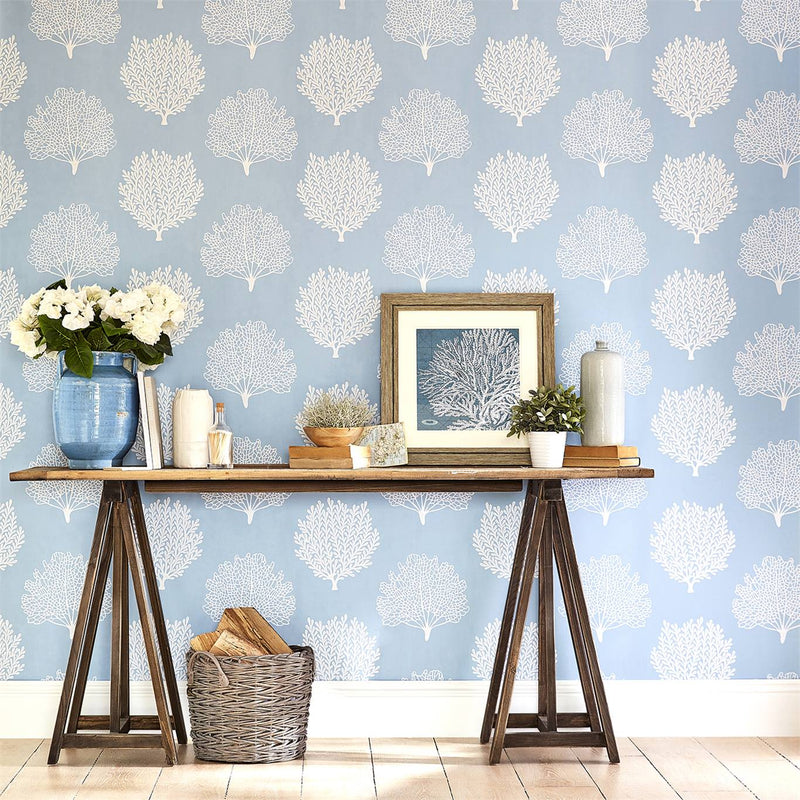 Coralline Coral Reef Trees & Leaves Wallpaper by Sanderson