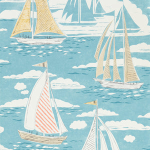 Pacific Blue with White Boats Wallpaper by Select Style