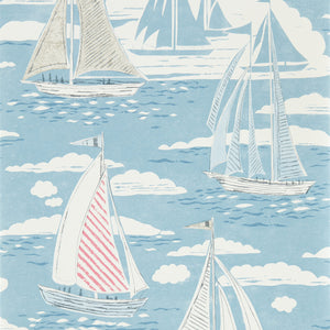 Nautical Blue Wallpaper with Boats Port Isaac by Select Style