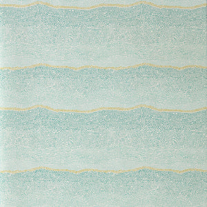 Aqua Lichen Stripped Waves Wallpaper Design by Sanderson