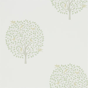 Celadon Flint Bay Tree Wallpaper with Pom Pom Trees by Sanderson