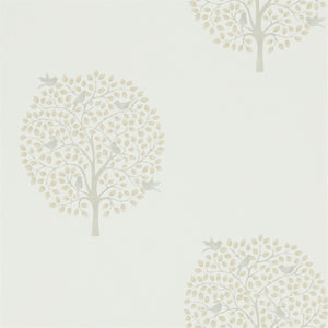 Linen Dove Bay tree Pom pom Trees & Birds Wallpaper for Receptions