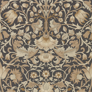 Charcoal Gold Vintage Trees & Leaves Wallpaper by Select Style for Bedrooms 