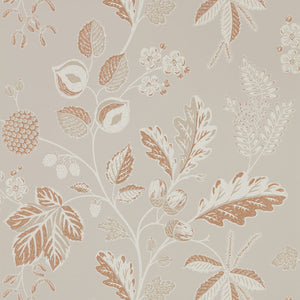 Taupe Warwick Foliage Trail with Damask Design at Select Style Wallpaper for Dinning Rooms