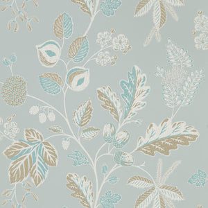 Blue Grey Foliage Design Wallpaper Elysian Collection for Bedrooms