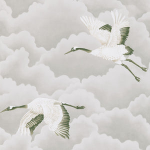Platinum Cranes in Flight Birds Wallpaper with Cranes Flying in Sky
