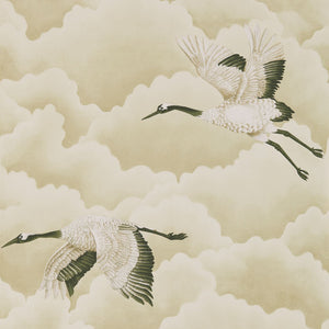 Pebble Wallpaper with Cranes in Flight for Study & Living Rooms