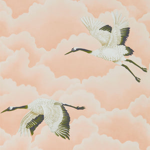 Blush Cranes in Flight Wallpaper Palmetto Collection by Select Style