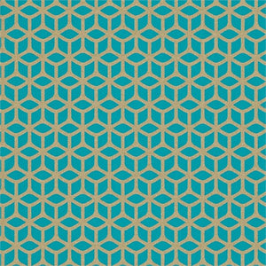 Teal green Trellis Geometric Wallpaper for study & living rooms 