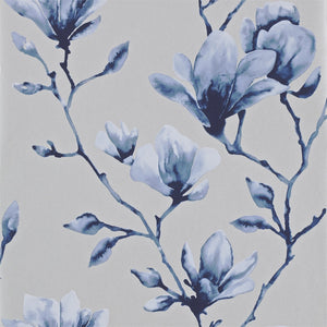 Indigo Blue Lotus Magnolia Wallpaper in Momentum 3 Collection