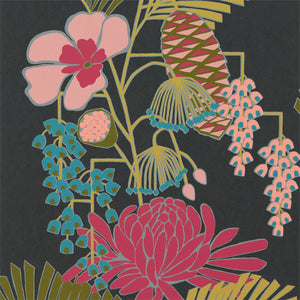 Ebony Azalea Fern Colorful Floral Wallpaper by Select Style