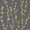 Ochre Sepia Salice Abstract Wallpaper with Pink Willows by Select Style