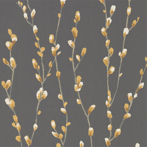 Ochre Sepia Salice Abstract Wallpaper with Pink Willows by Select Style
