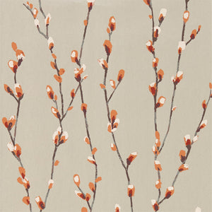 Tangerine Gilver pink painterly Willow Leaves Wallpaper for any room 
