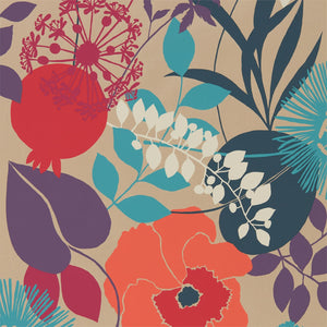 Tangerine Fuchsia Turquoise Colourful Doyene Floral Wallpaper for Bedrooms
