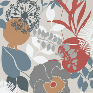 Chalk Copper Sepia Colourful Doyene Floral Wallpaper for Living & Study rooms
