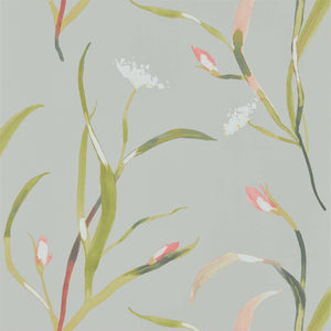 Coral Silver Colourful Abstract Leaf Fronds Wallpaper by Harlequin