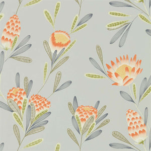 Coral Silver Cayo Wallpaper with Red Flowers by Harlequin 