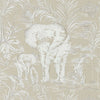 Linen Toile Wallpaper with Elephants & Plants by Select Style