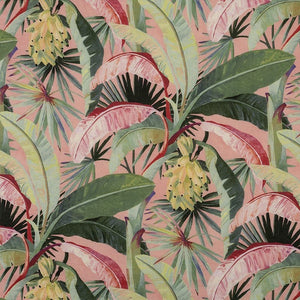 Coral Red La Palma Trees & Leaves Wallpaper for Public Restrooms or Bathrooms at Home