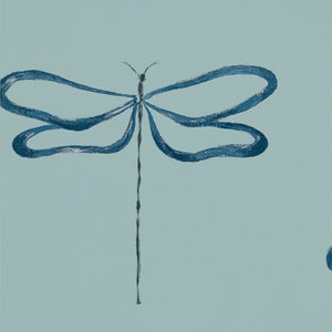 Marine Blue Wallpaper with Large Dragon Flies by Scion