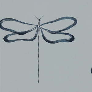 Liquorice Blue Wallpaper with Dragon Fly Japandi Collection 