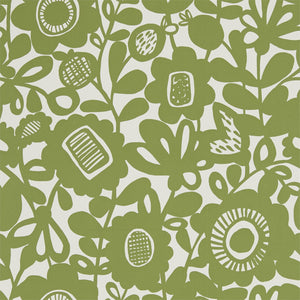 Gecko Green Kukkai Wallpaper with Contemporary Colours