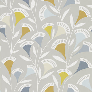 Dandelion Butterscotch Charcoal Abstract Floral Wallpaper by Select Style