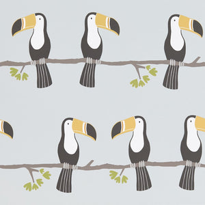 Tangerine Charcoal Maize Bird Wallpaper for kids room