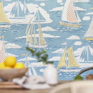 Blue Wallpaper with Boats by Select Style