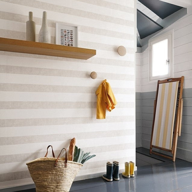 Alize - Beige Stripe Wallpaper by Casadeco wallpaper Collection