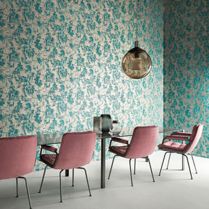 Anthropic Blue and Silver Metallic Wallpaper